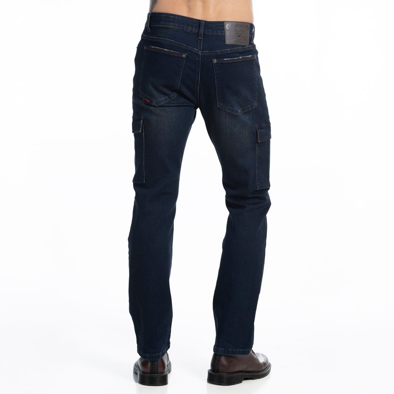 Jeans Hombre Cargo Tiro Medio dark Blue Oxidado