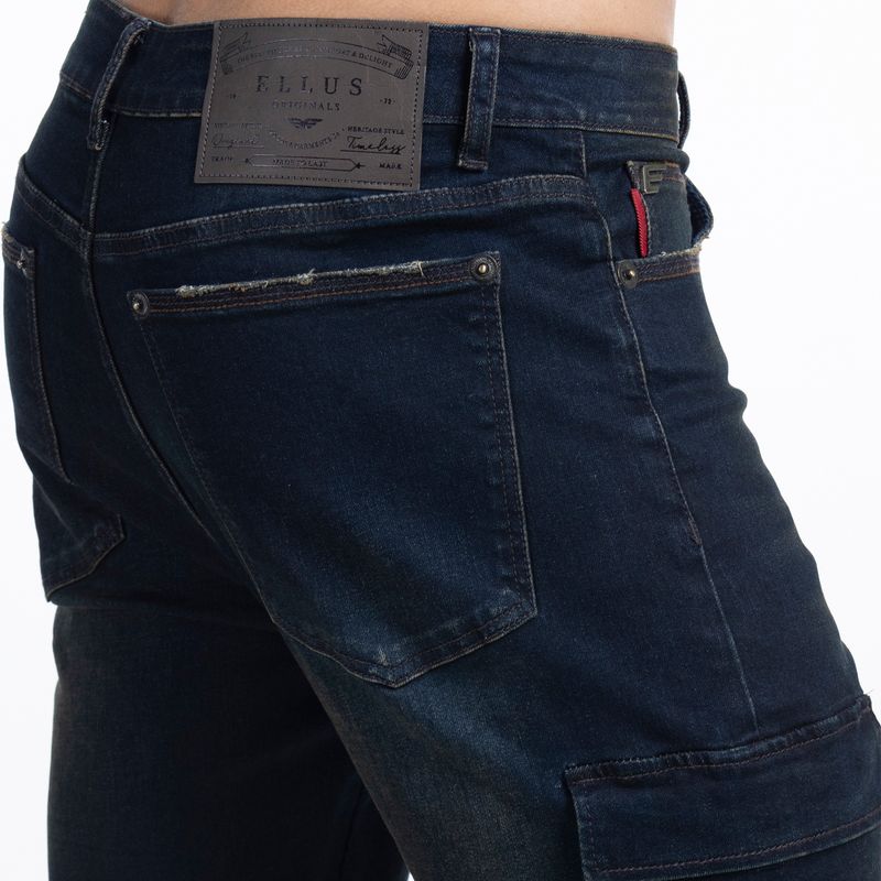 Jeans Hombre Cargo Tiro Medio dark Blue Oxidado