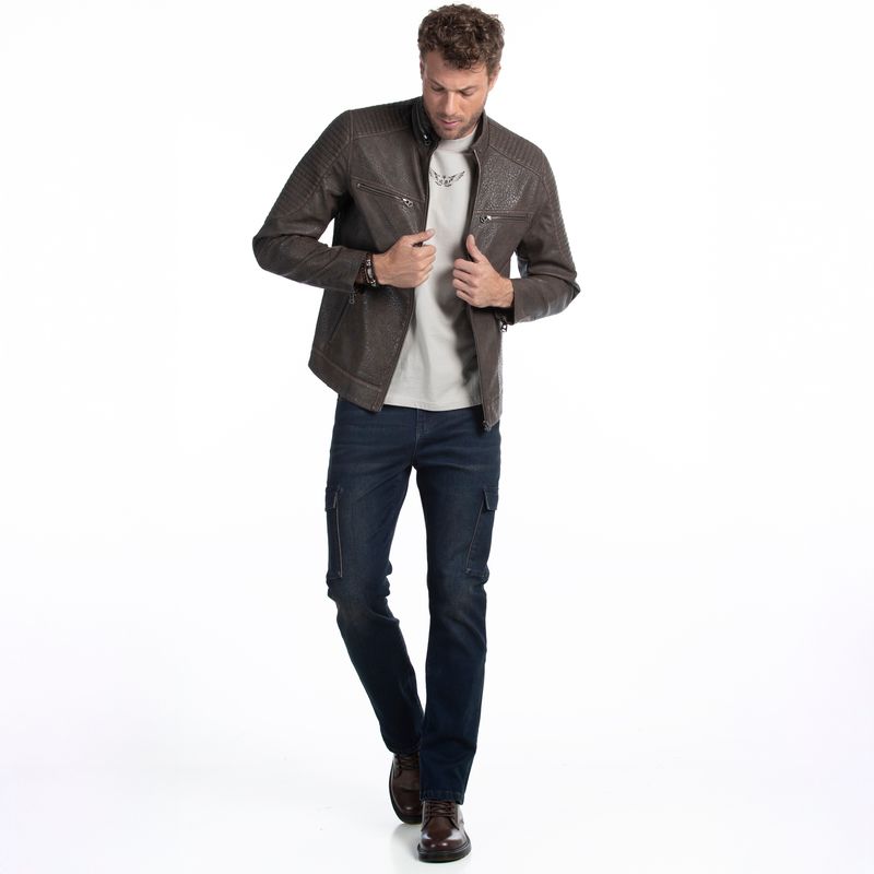 Jeans Hombre Cargo Tiro Medio dark Blue Oxidado