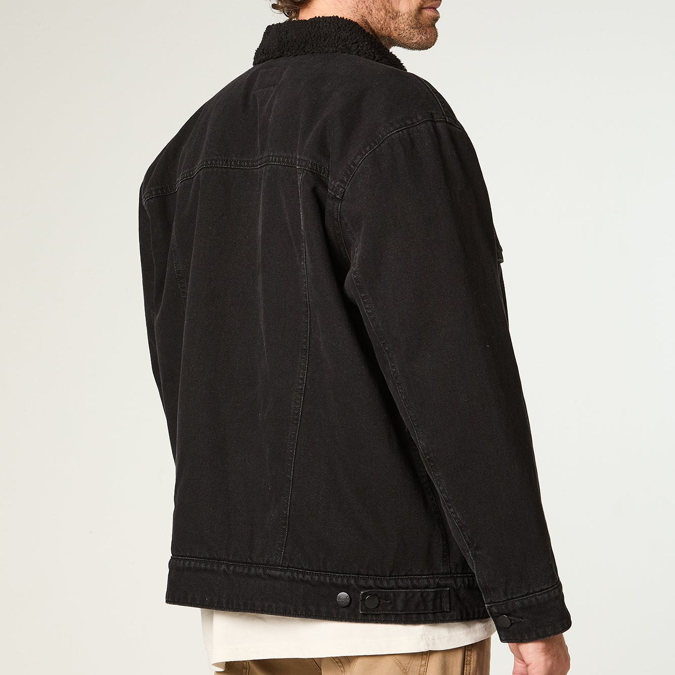 Casaca Hombre Sherpa Abotonada Negro