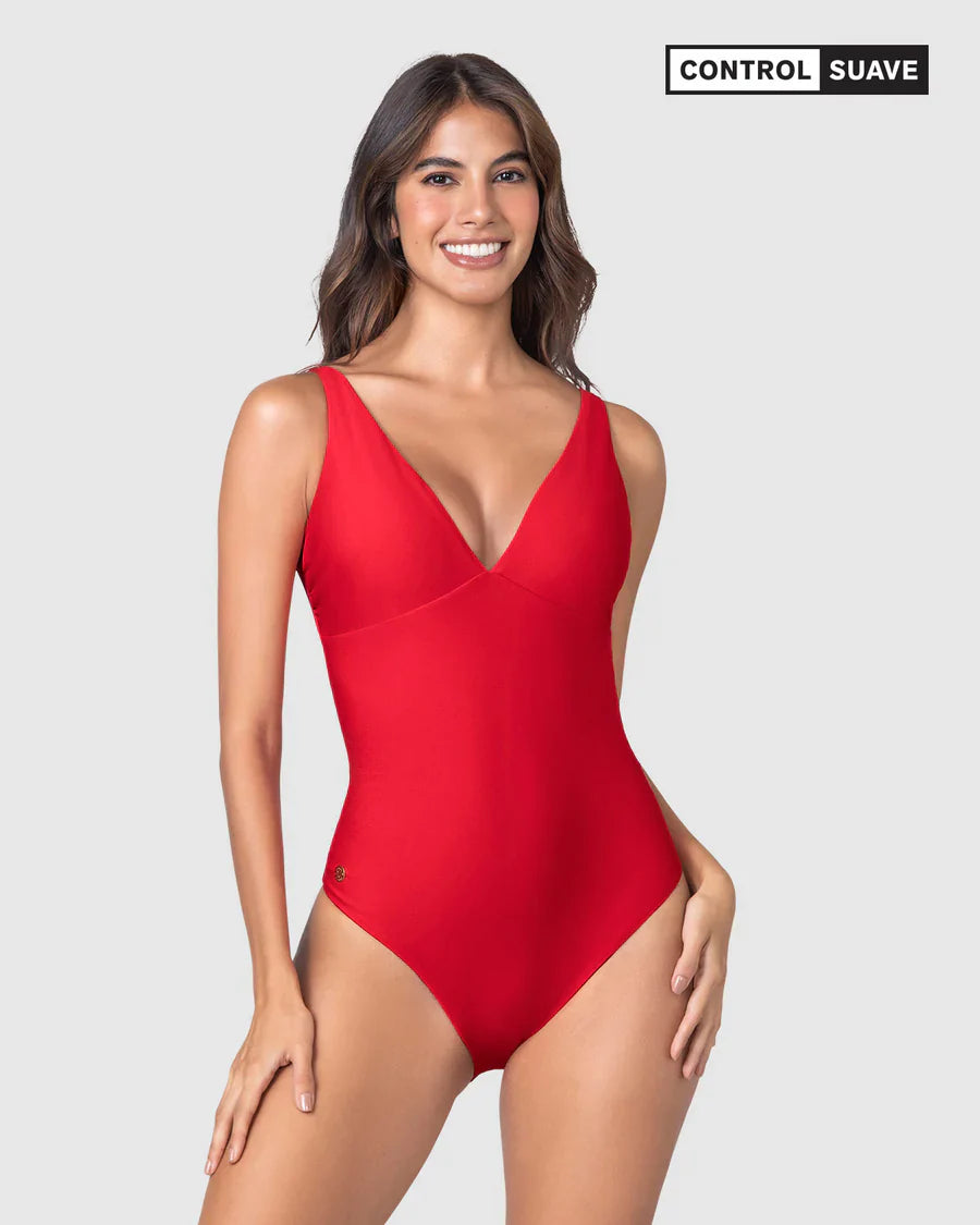 traje-de-baño-mujer-entero-escote-profundo-rojo-