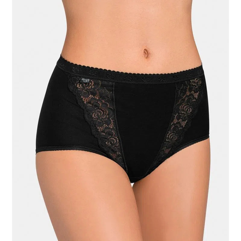 Calzón Maxi Algodón y Encaje Chic Negro