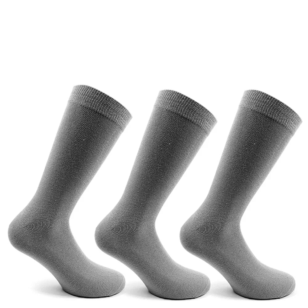 calcetin-mujer-3-pares-calcetines-algodón-largo-americano-liso-plomo