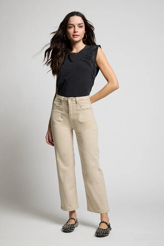 Jeans Mujer Tiro Alto Recto 5288 Beige