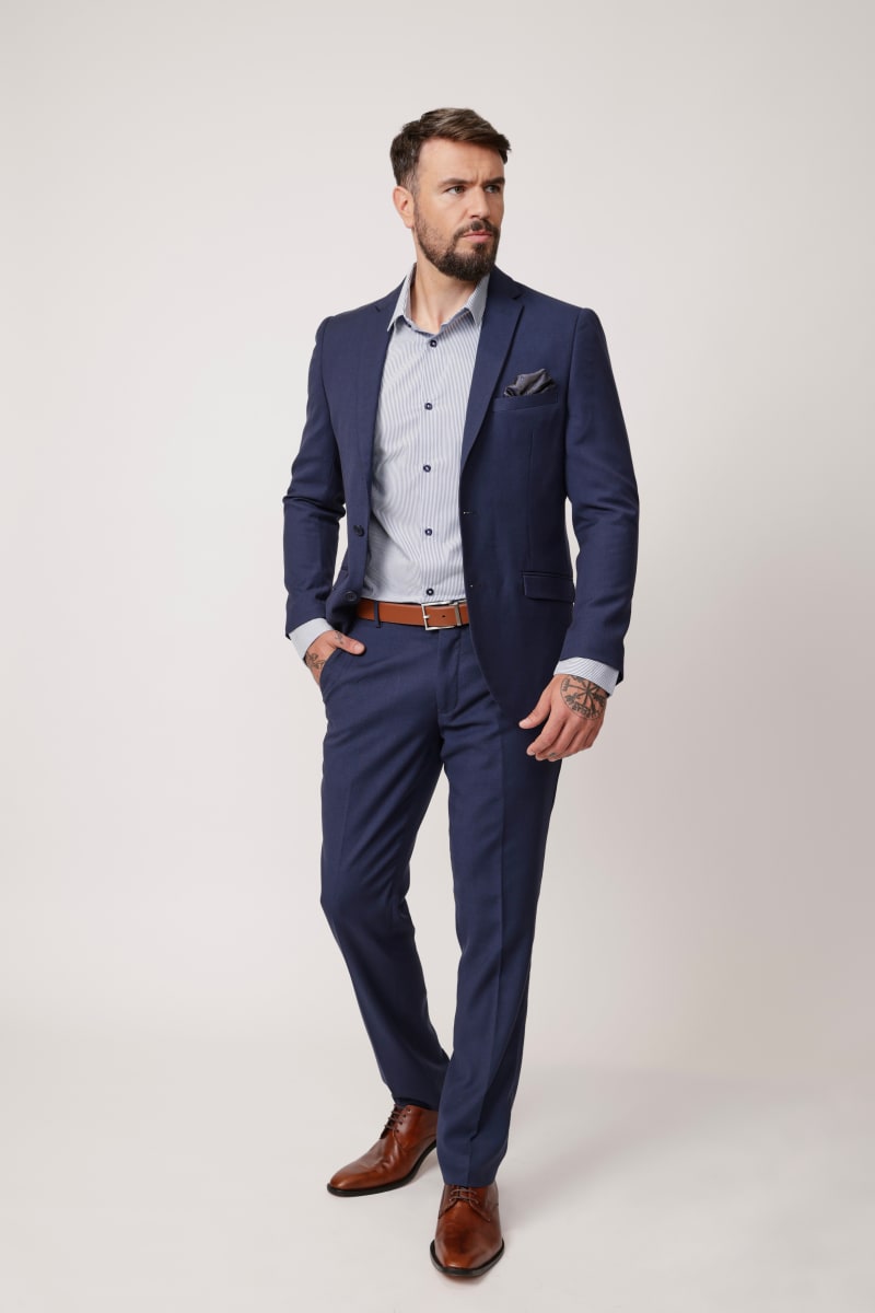 Azul Marino Conjunto Chaqueta Y Pantalon Hombre Conjuntos De
