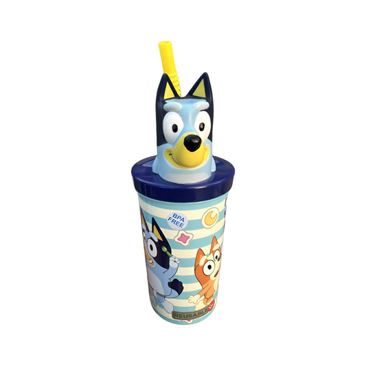 Vaso Bluey Con Bombilla Y Figura 3d 360ml