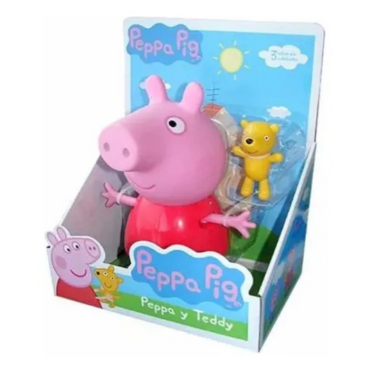 Figura Peppa Pig Amigos Divertidos - Peppa Y Teddy 24cm