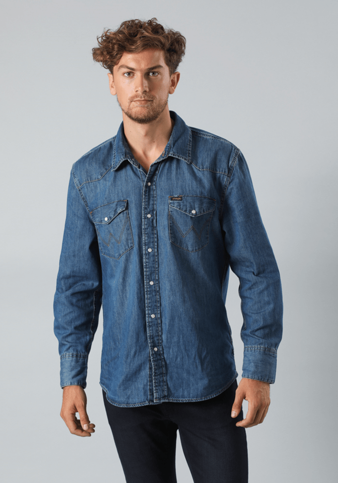 Levis Western Dark Camisa Mezclilla Hombre Chile Camisa Wrangler