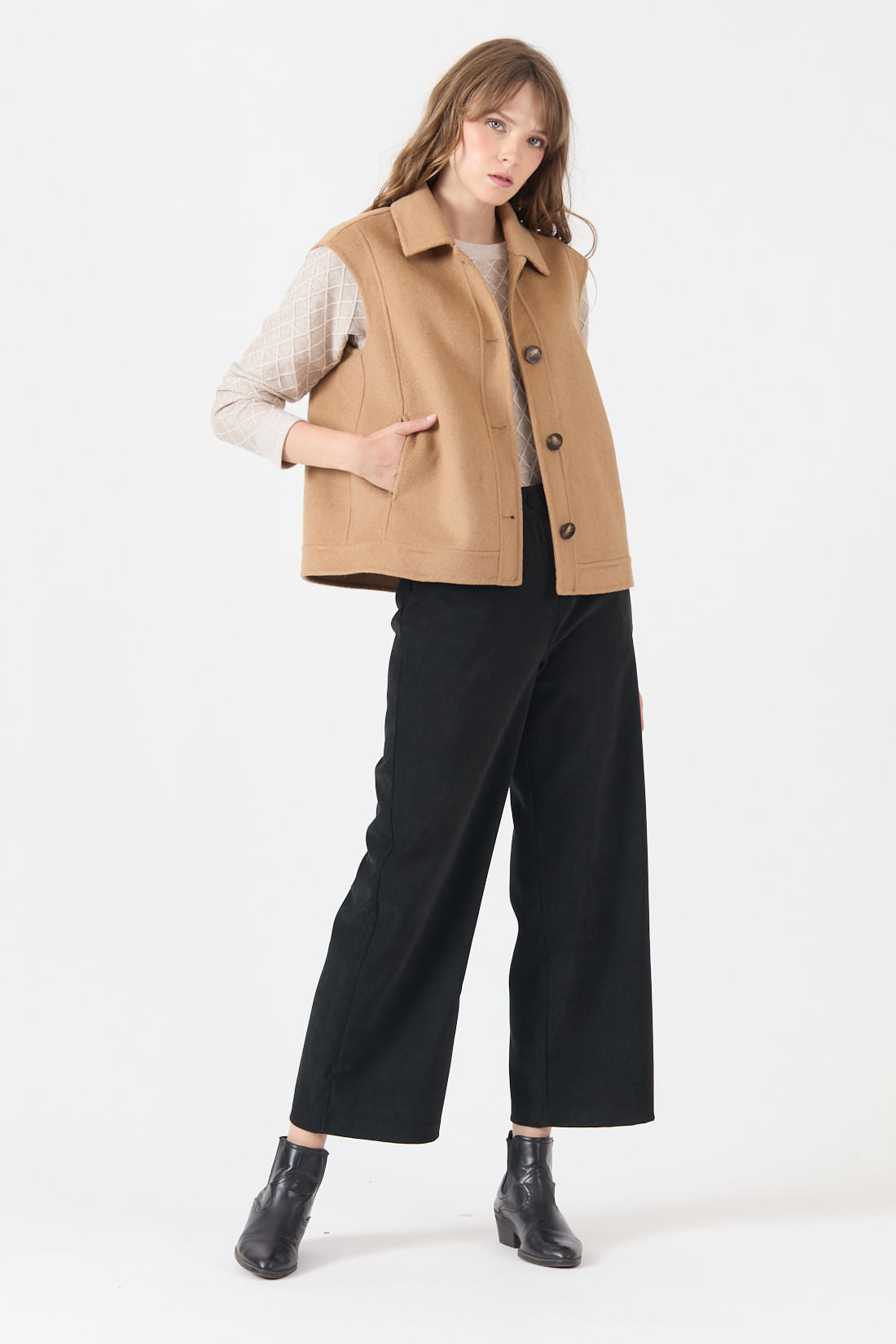 Pantalon Mujer Wide Leg Negro