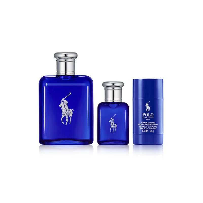 Perfume Hombre Polo Blue Eau de EDT 3 125 ml+ 40ml+75 gr Piece Gift Set