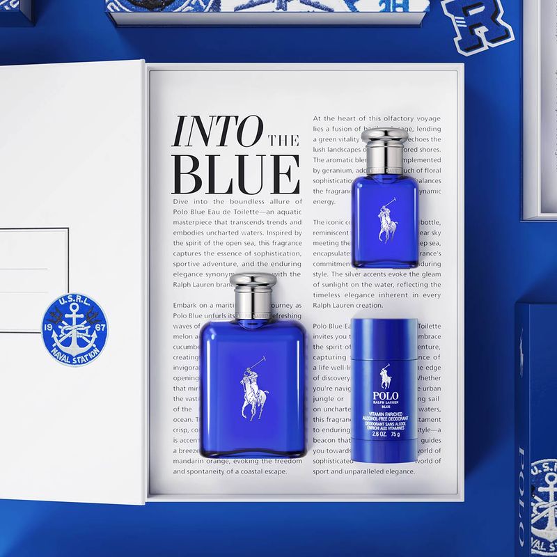 Perfume Hombre Polo Blue Eau de EDT 3 125 ml+ 40ml+75 gr Piece Gift Set