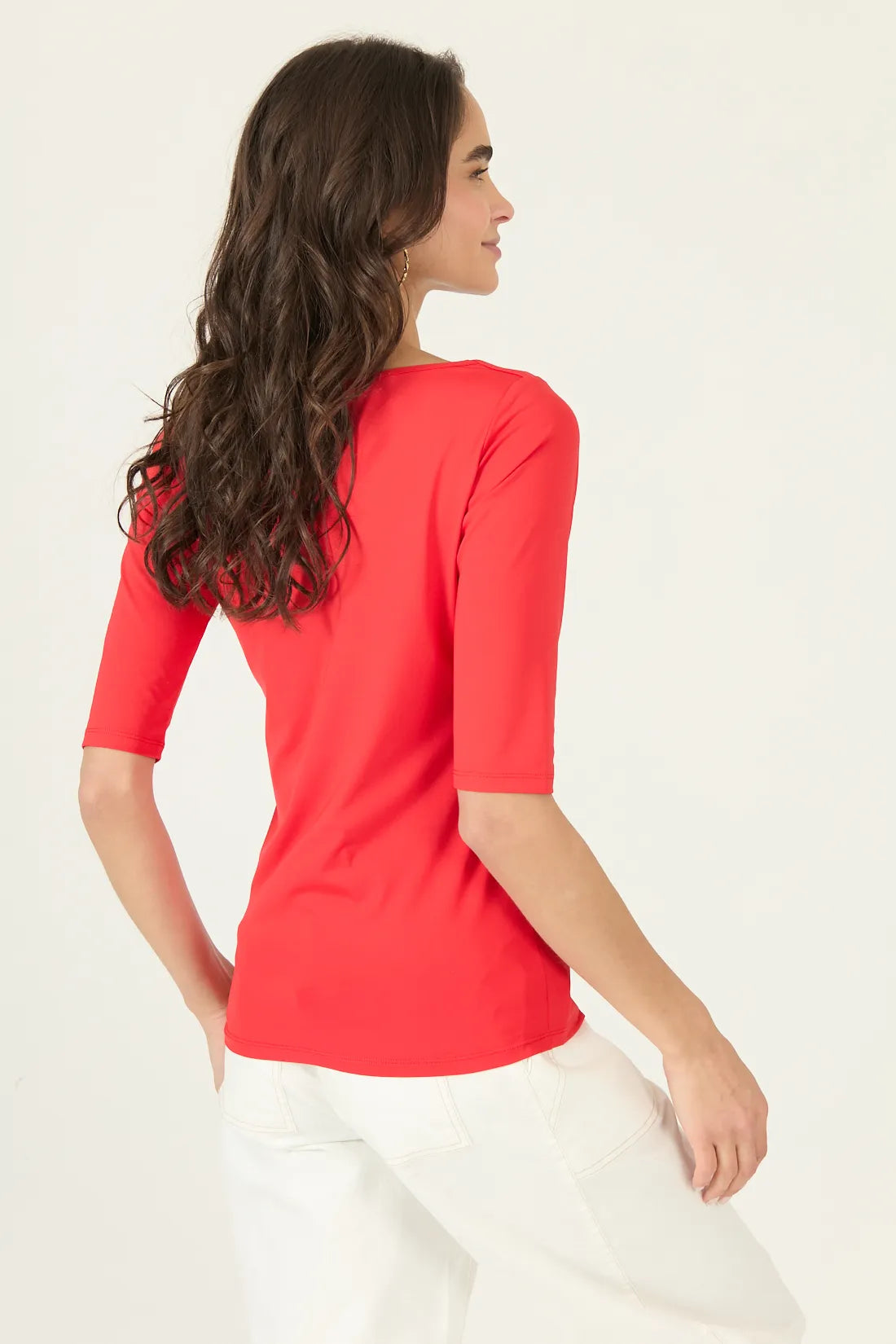 Polera Mujer Manga 3/4 Rojo