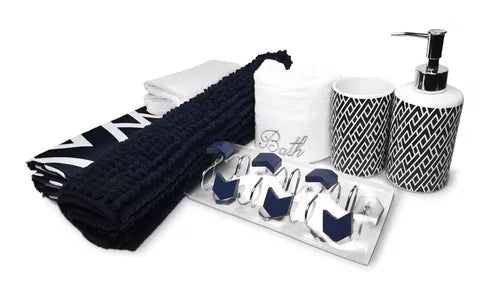Set De Baño Ema Esencial 18 Piezas 180x180 cm Azul