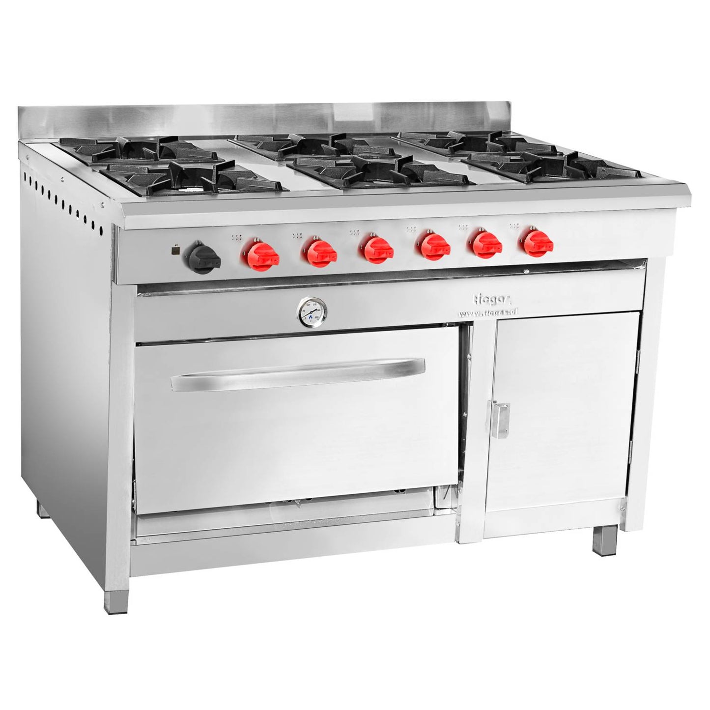 Cocina 6 Platos Acero Inoxidable + Calienta Platos Gas Natural