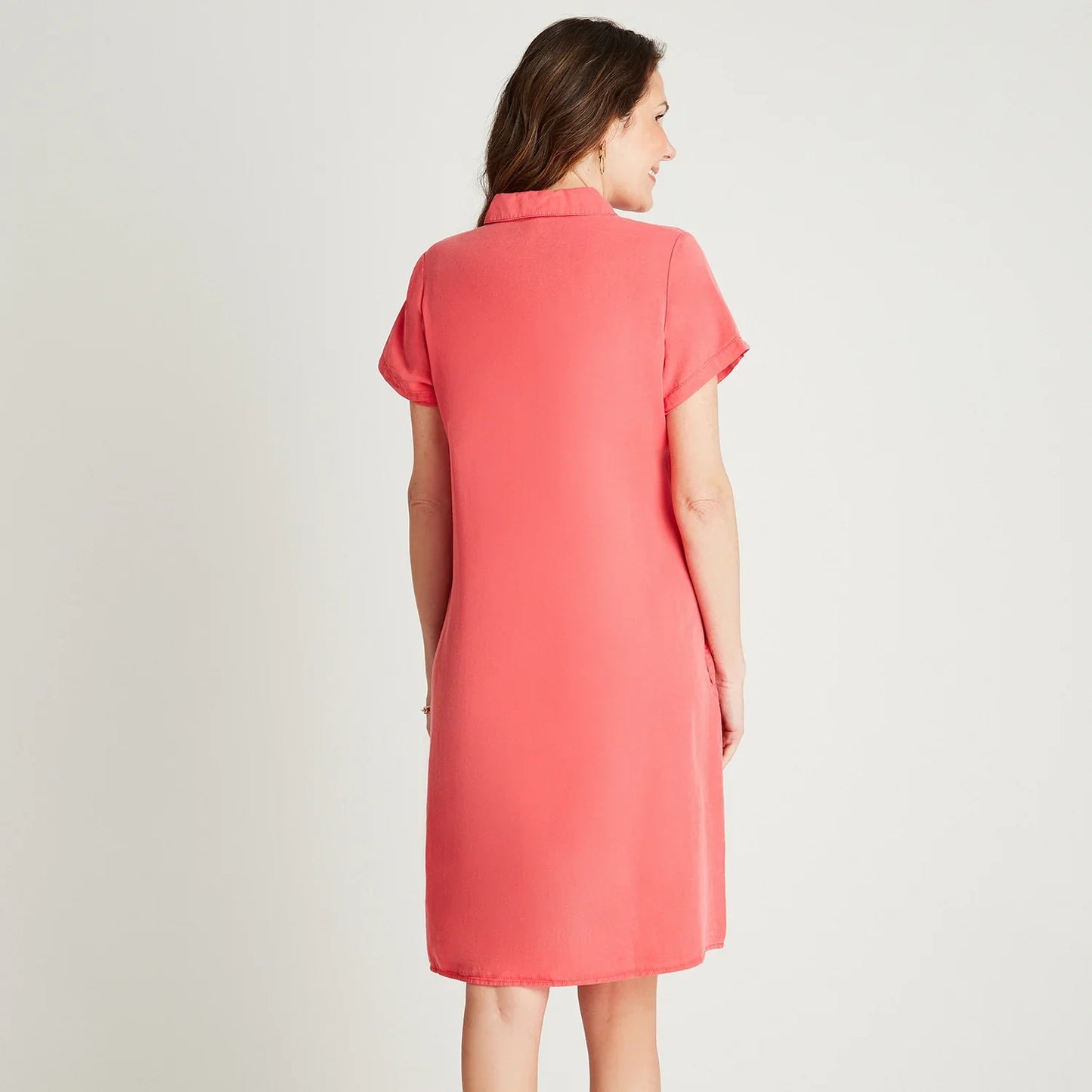 vestido-mujer-corto-coral-manga-corta-cuello-camisero