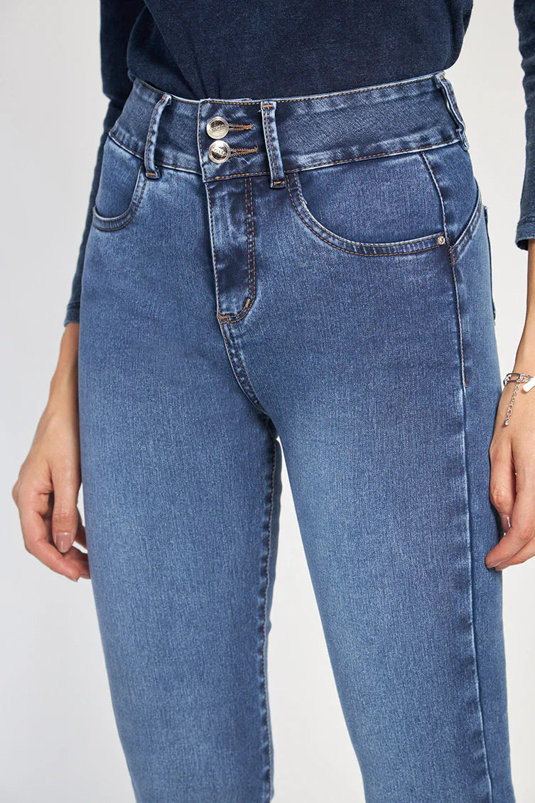 Jeans Mujer Alto Recto Push In Push Up 4742 Azul