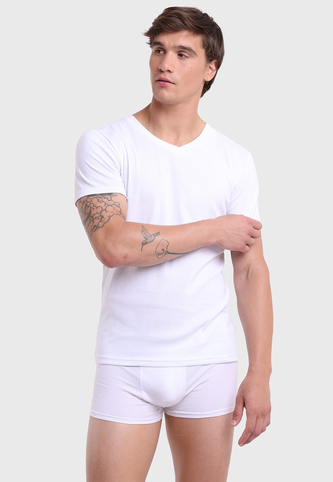 Camiseta Hombre Bipack Cuello V Blanco
