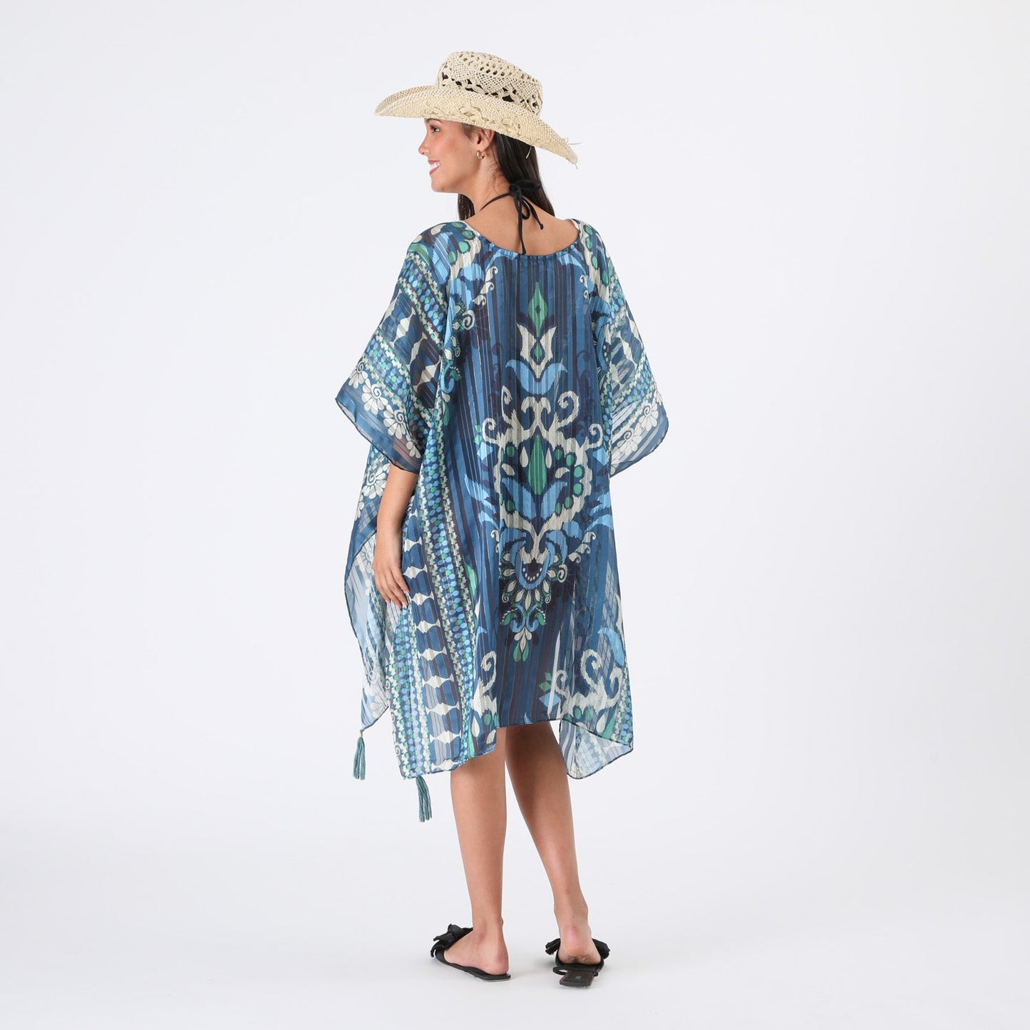 Kimono Closed Ikat Azul Humana
