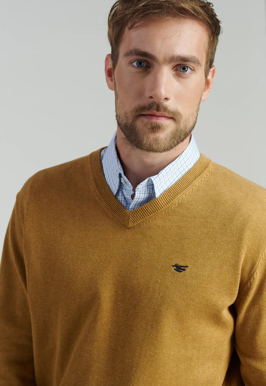 sweater-hombre-v-neck-melange-f-smart-casual-mustard