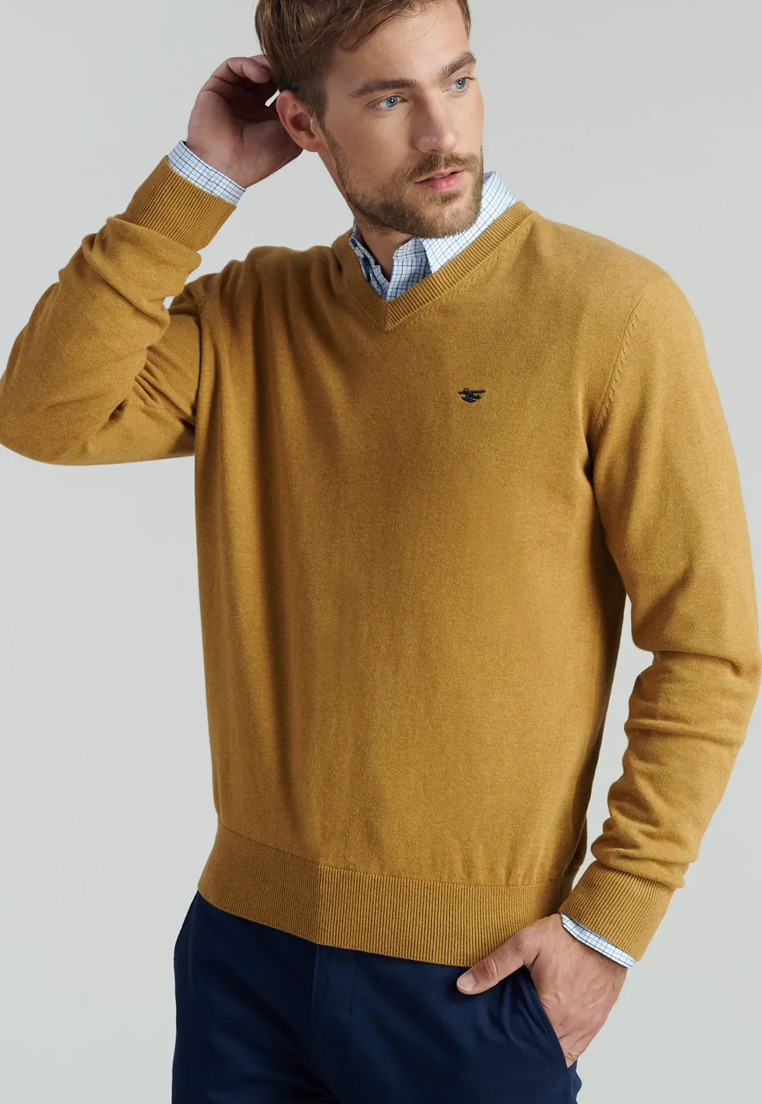 sweater-hombre-v-neck-melange-f-smart-casual-mustard