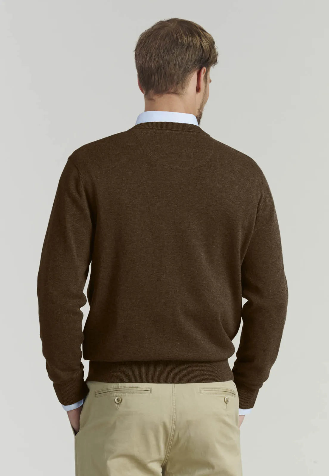 Sweater Hombre V Neck Melange F Smart Casual Brown