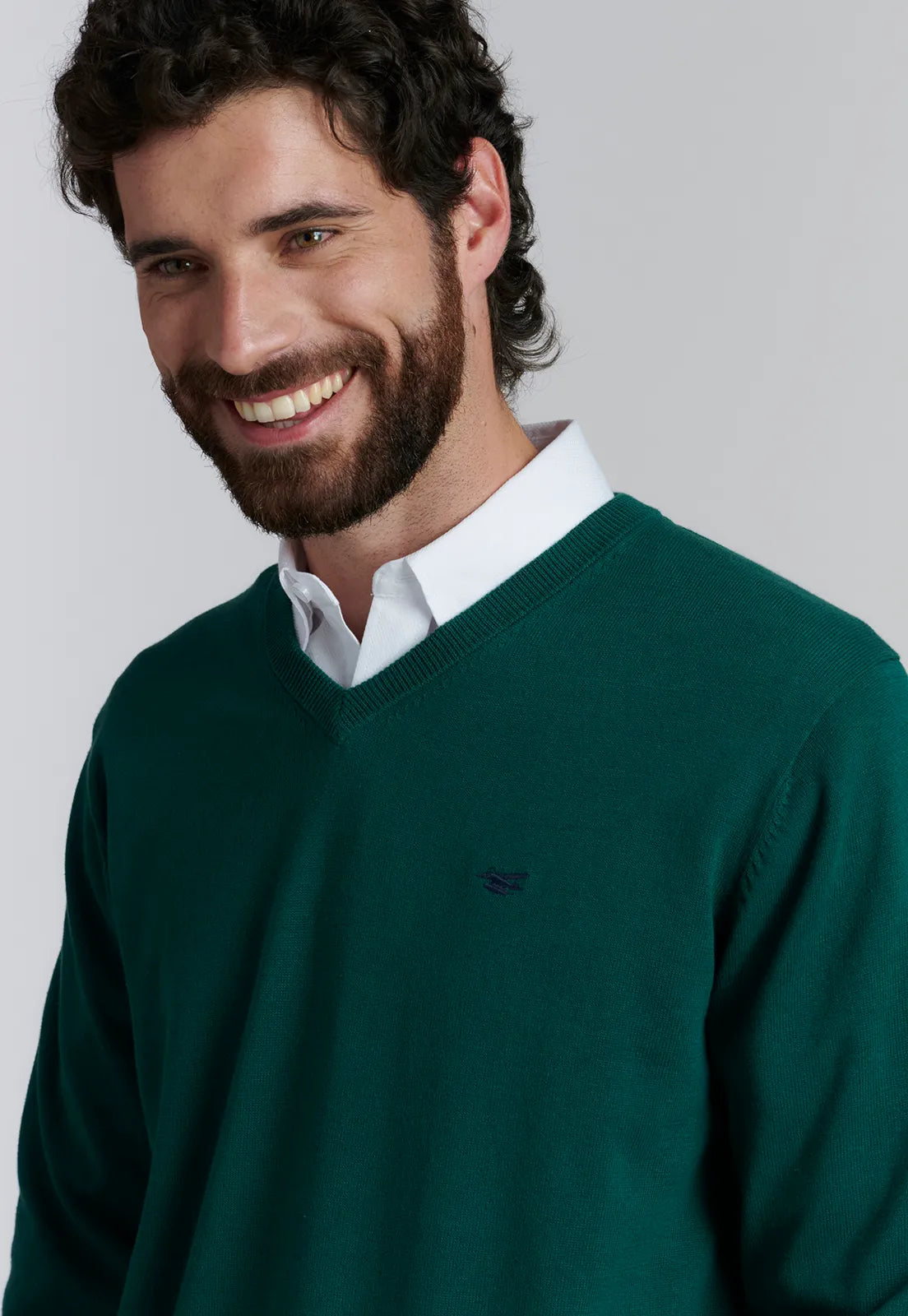 Sweater Hombre V Neck Solido F Smart Casual Forest