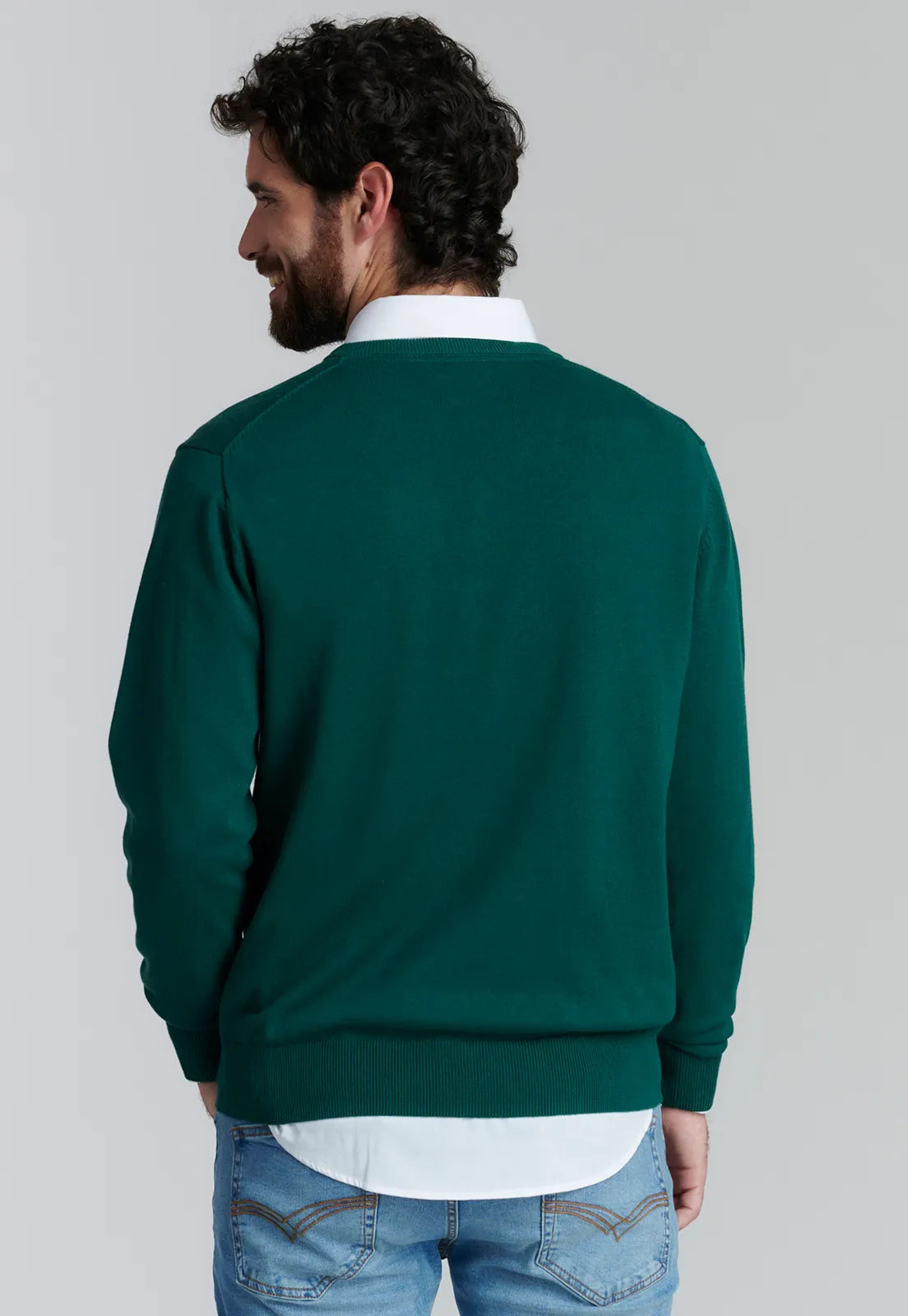Sweater Hombre V Neck Solido F Smart Casual Forest
