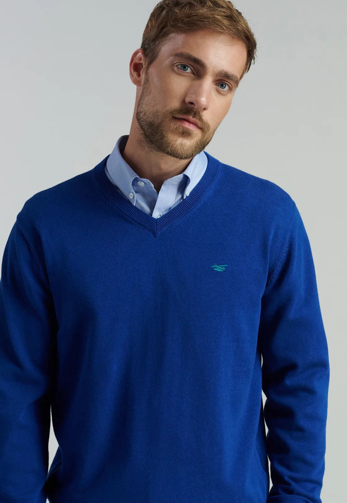 Sweater Hombre V Neck Solido F Smart Casual Dk.Blue