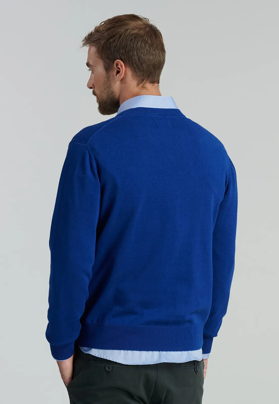 Sweater Hombre V Neck Solido F Smart Casual Dk.Blue