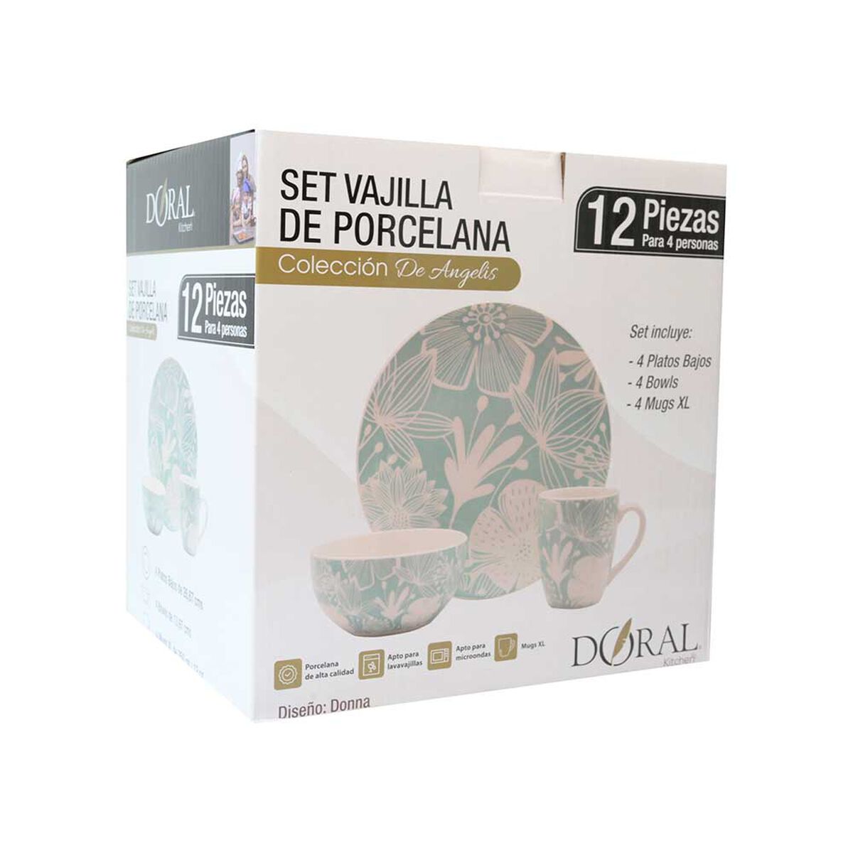 Vajilla Porcelana Doral 12 Piezas DONNA