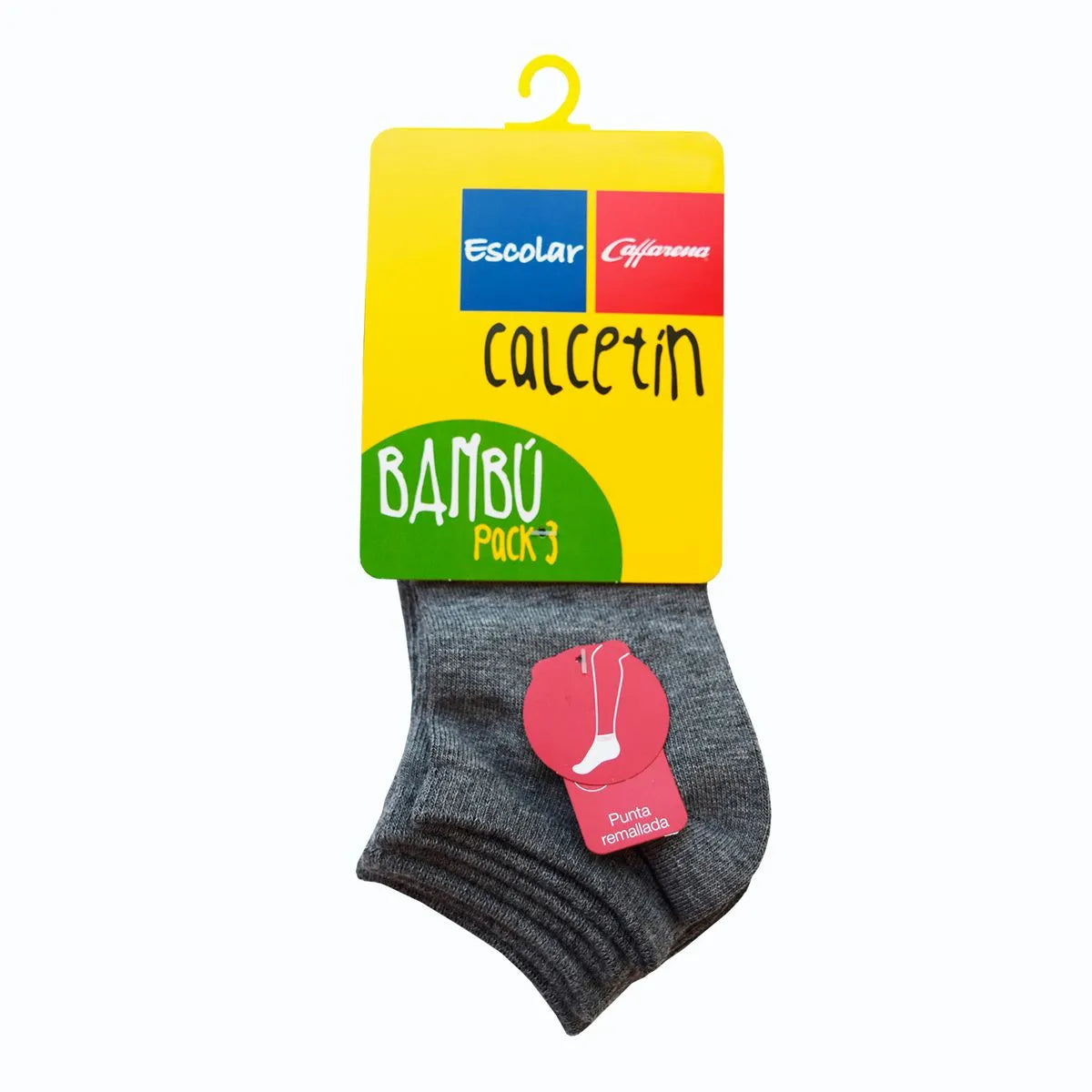 Calcetin Tobillo Unisex Escolar Bambú Pack 3 Gris