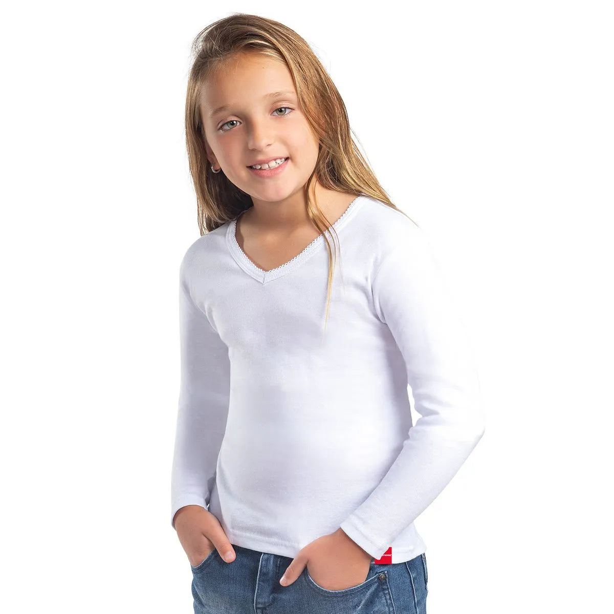 Camiseta Niña Manga Larga Pack 2 4524 Blanco