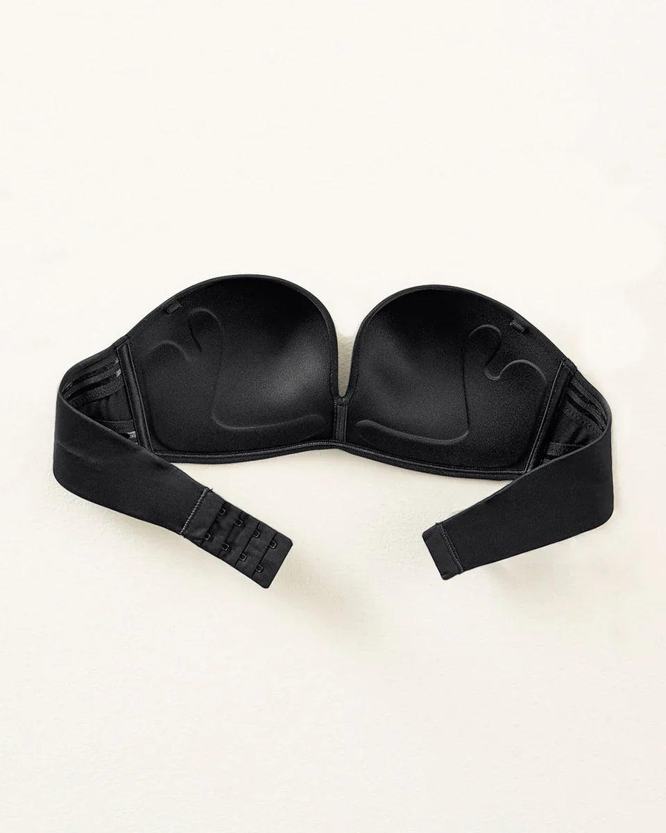 Sostén Mujer Strapless Antigravedad de Realce Alto Sin Arco Negro