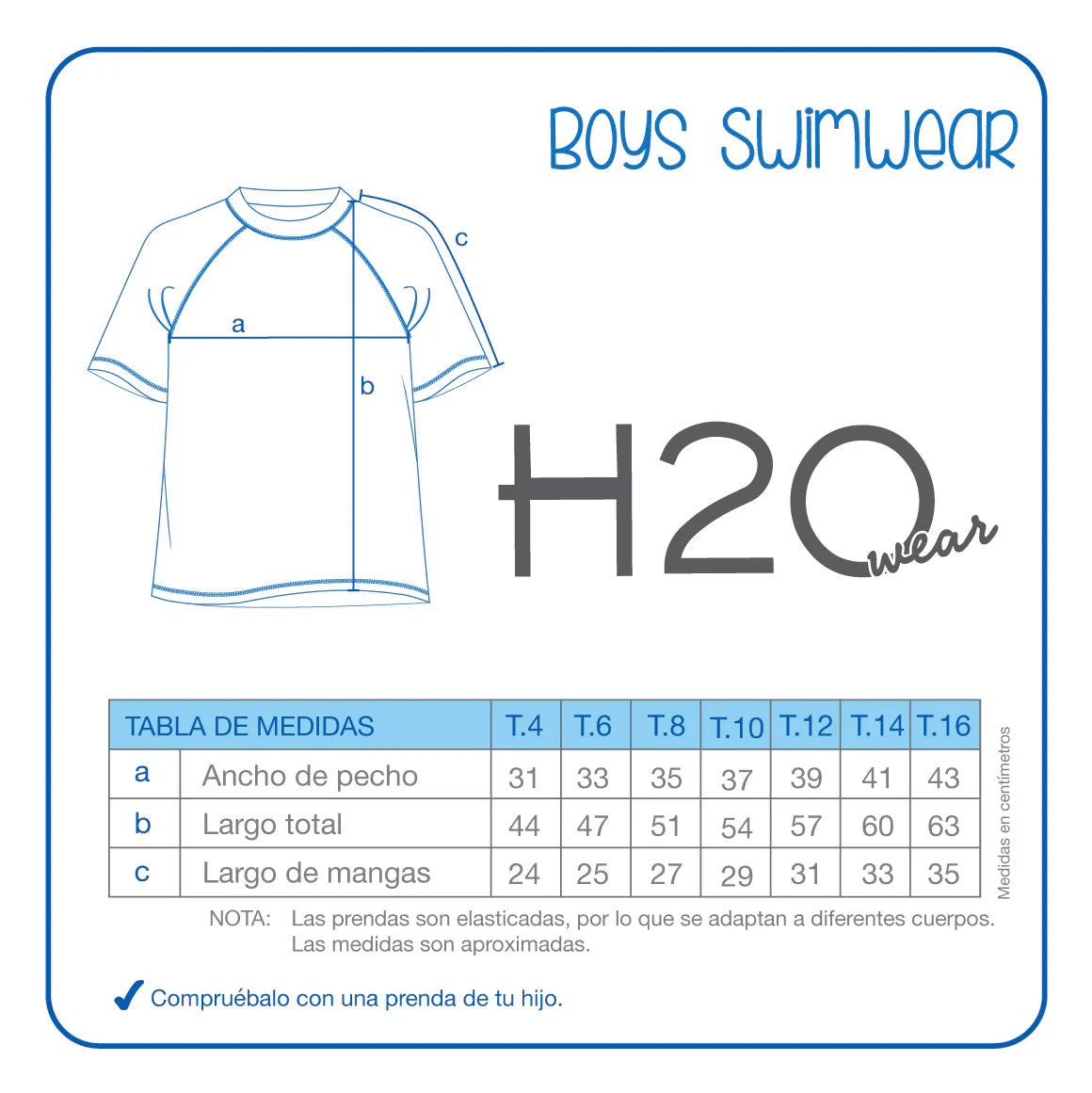 Traje de Baño Niño Polera UV50 M/Corta H2O Wear Azul