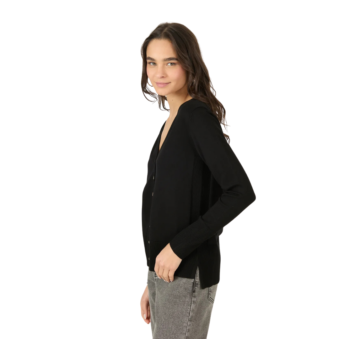 cardigan-mujer-cuello-v-negro