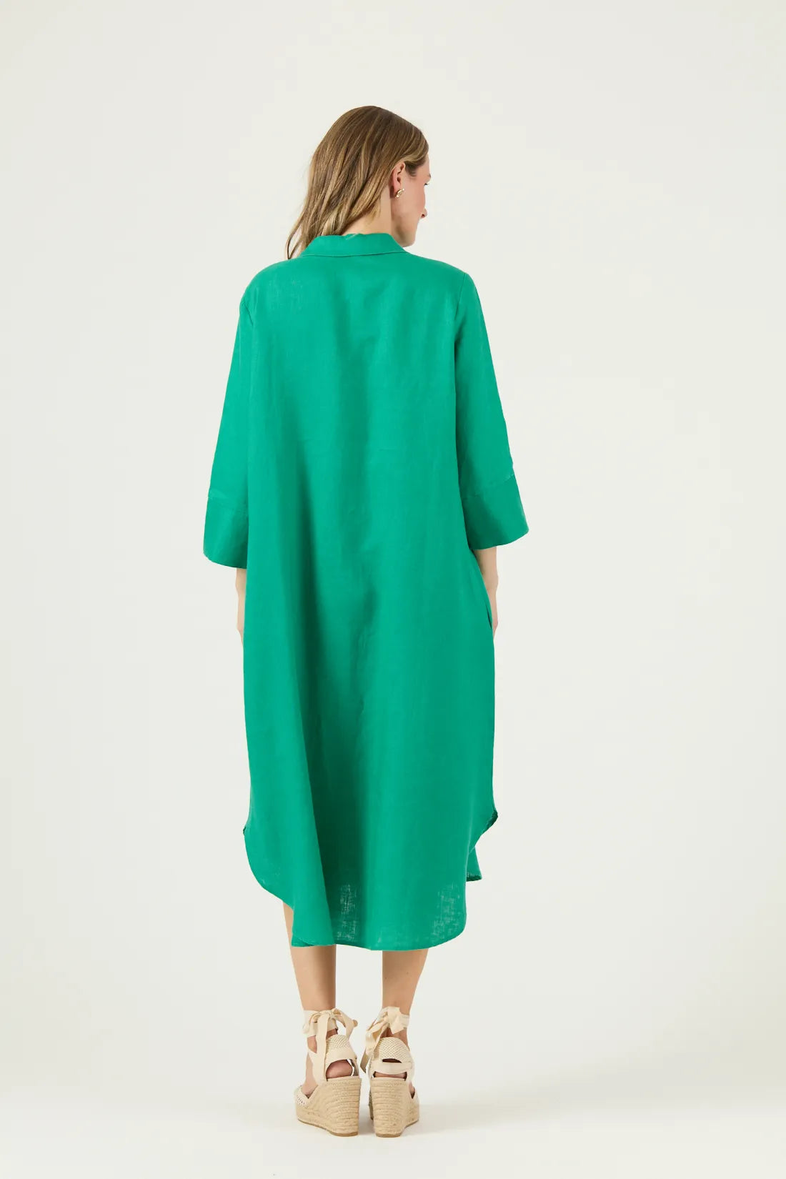 Vestido Mujer Largo Manga 3/4 Verde