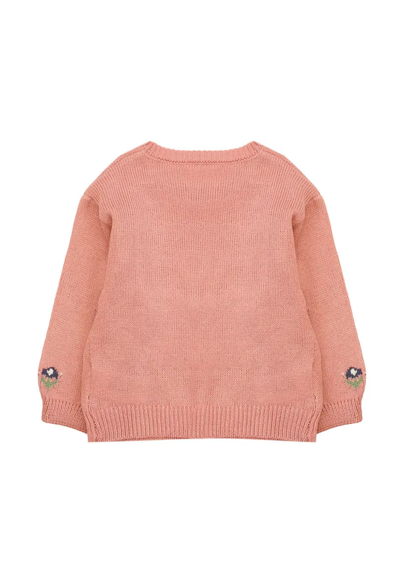 Chaleco Niña Plantas Rosado