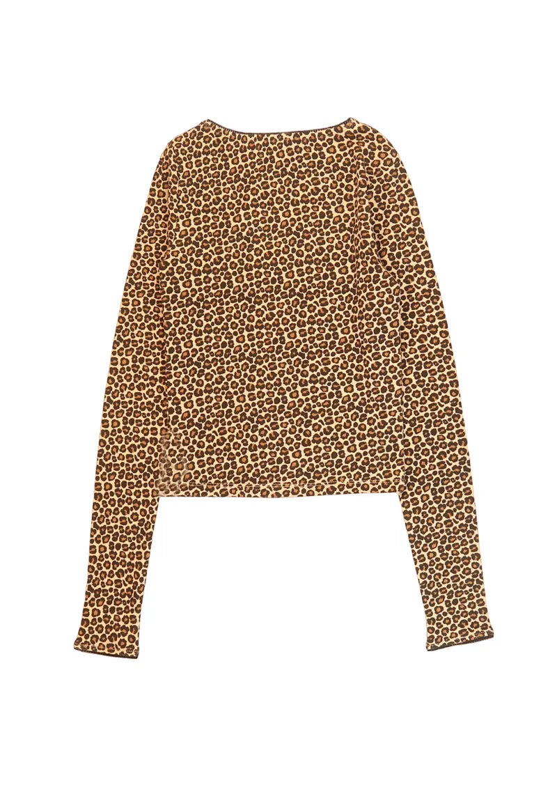 Polera Niña Beige Leopardo
