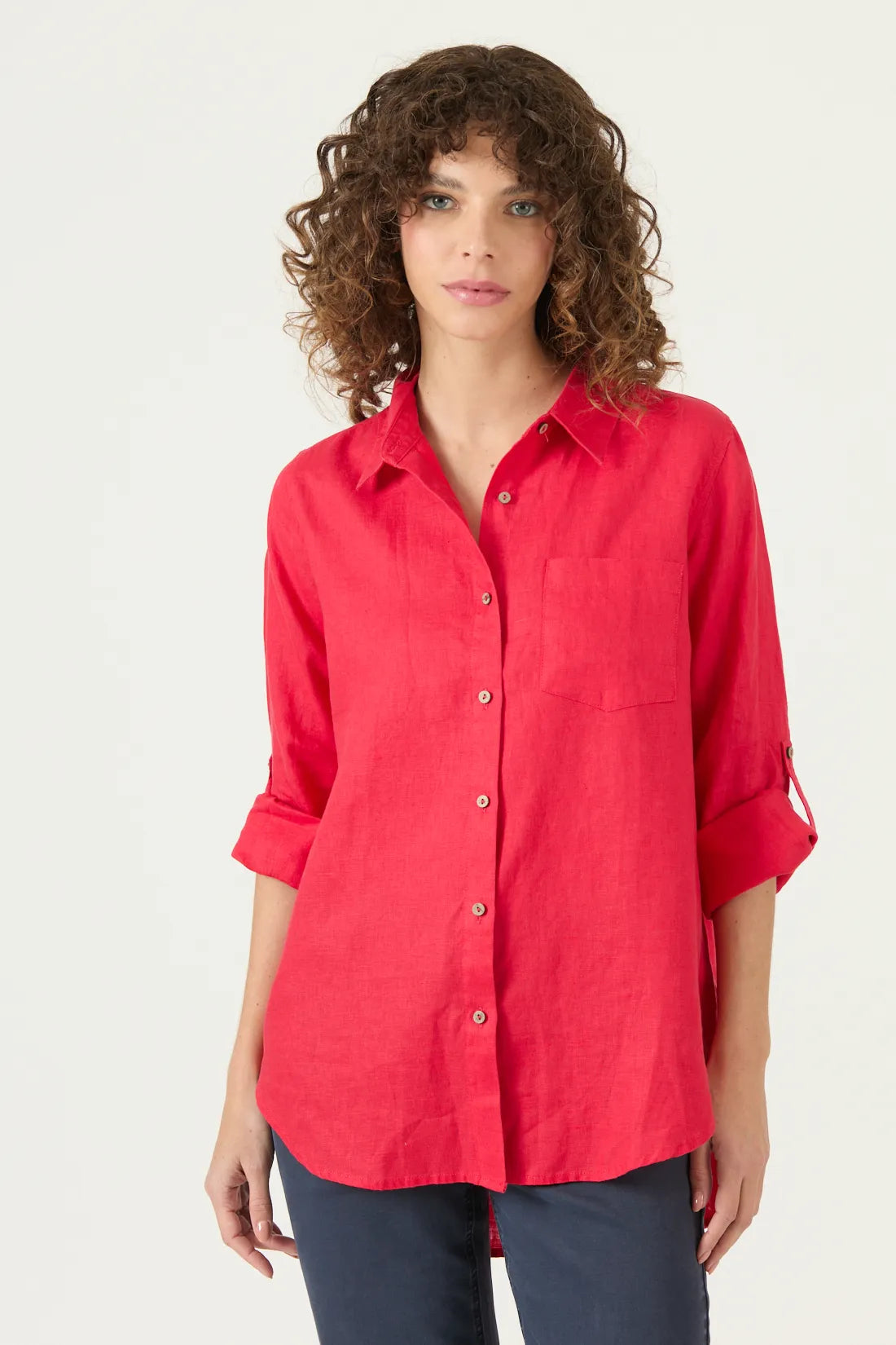 Blusa Mujer Lino Rojo