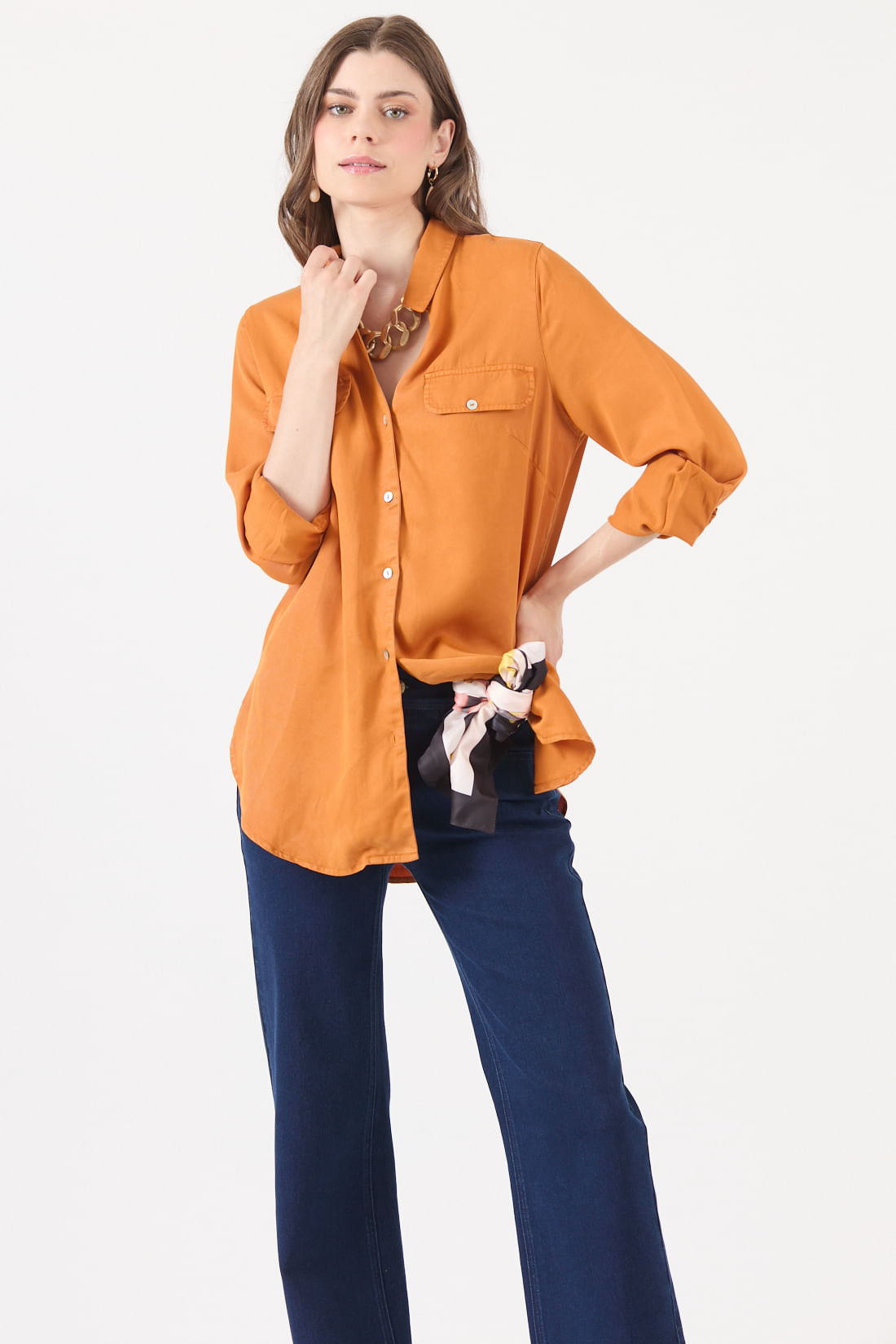 Blusa Mujer Lyocell Naranjo