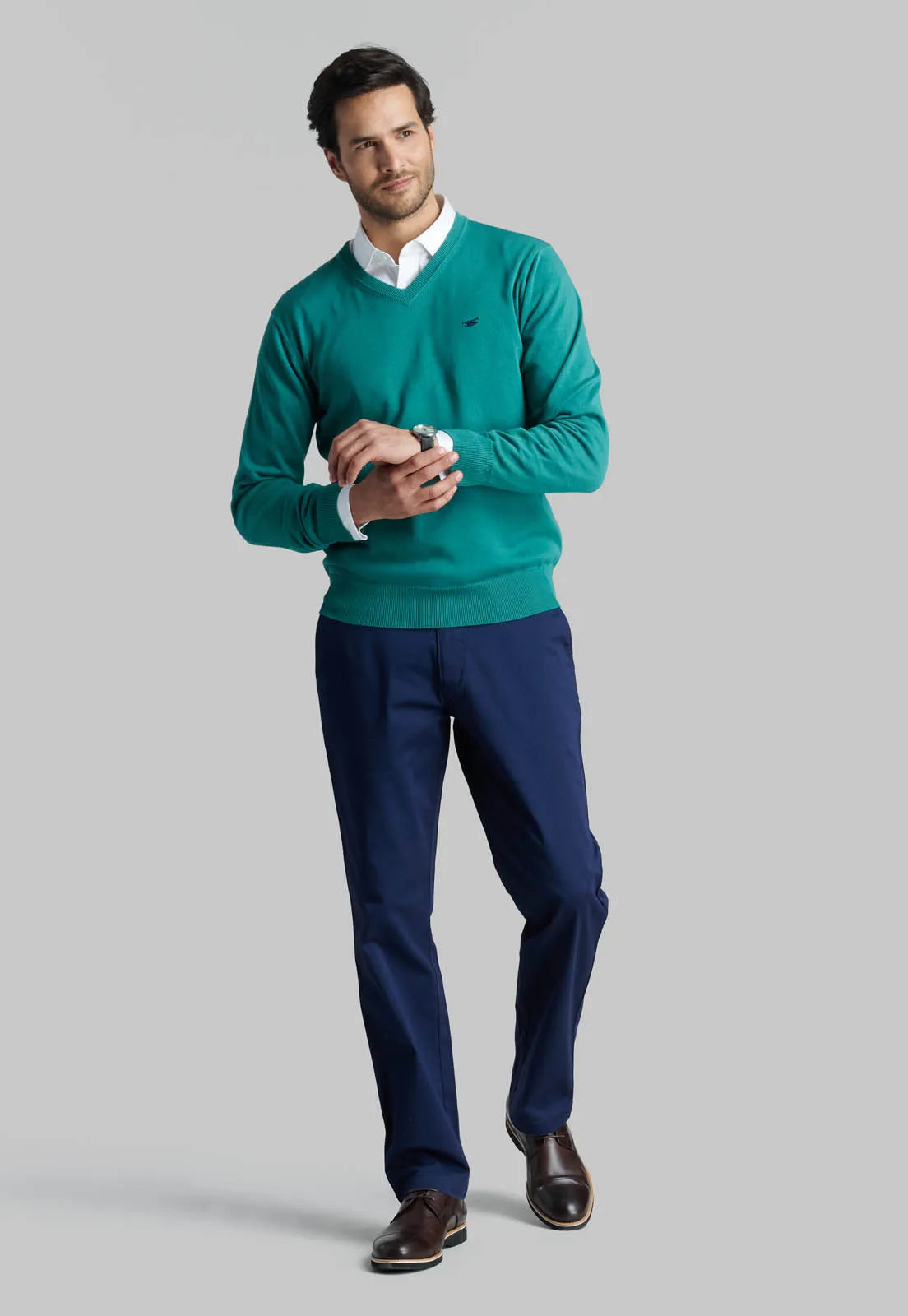 sweater-hombre-v-neck-solido-green