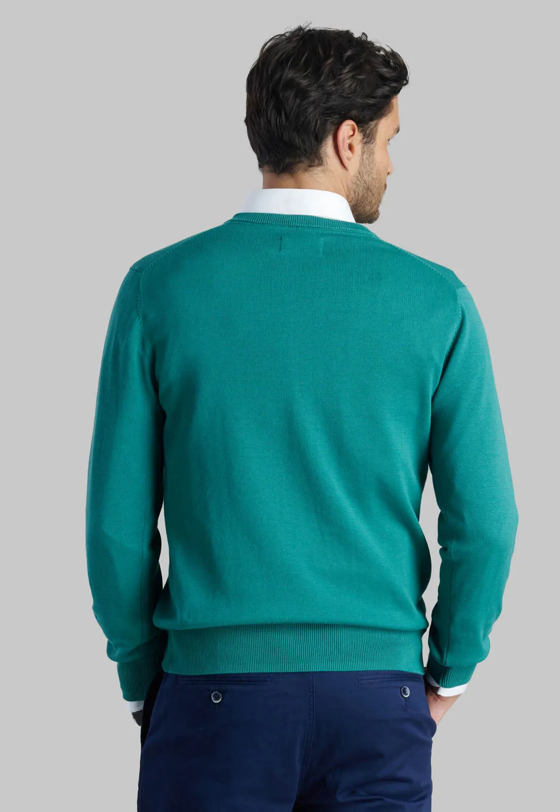 Sweater Hombre V Neck Solido Green