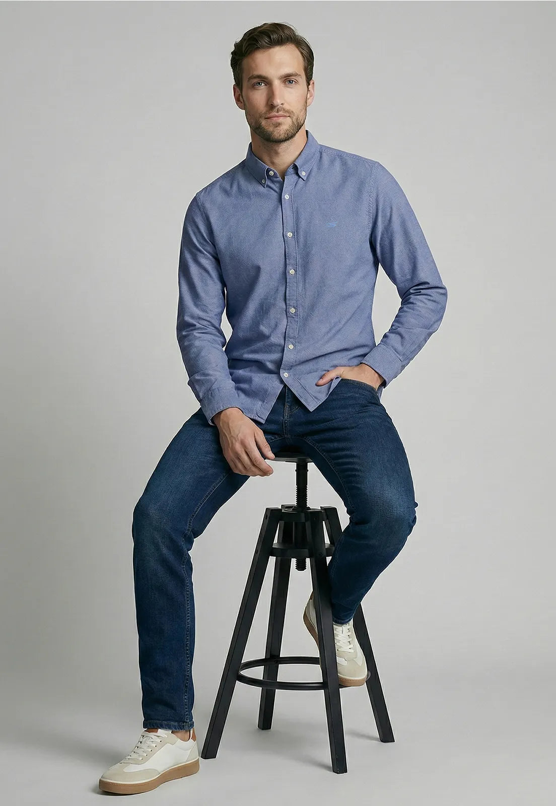 Camisa Hombre Sport Oxford Azul Media Noche