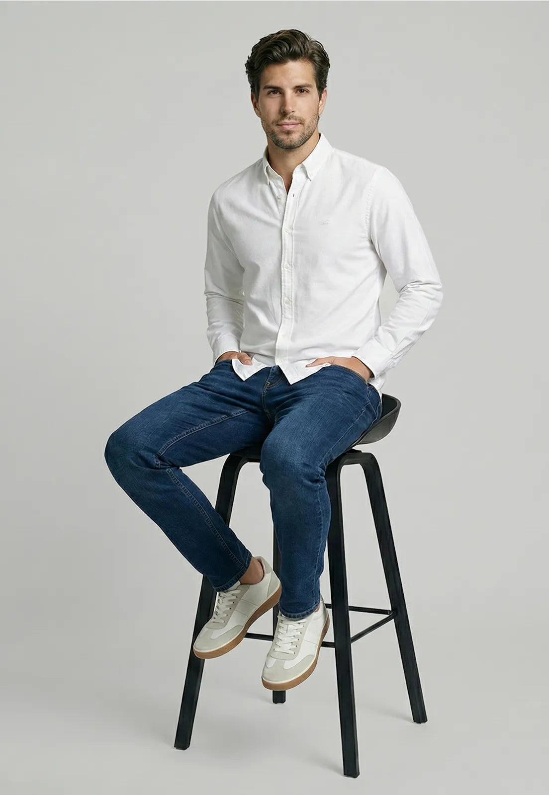 Camisa Hombre Sport Oxford White Men