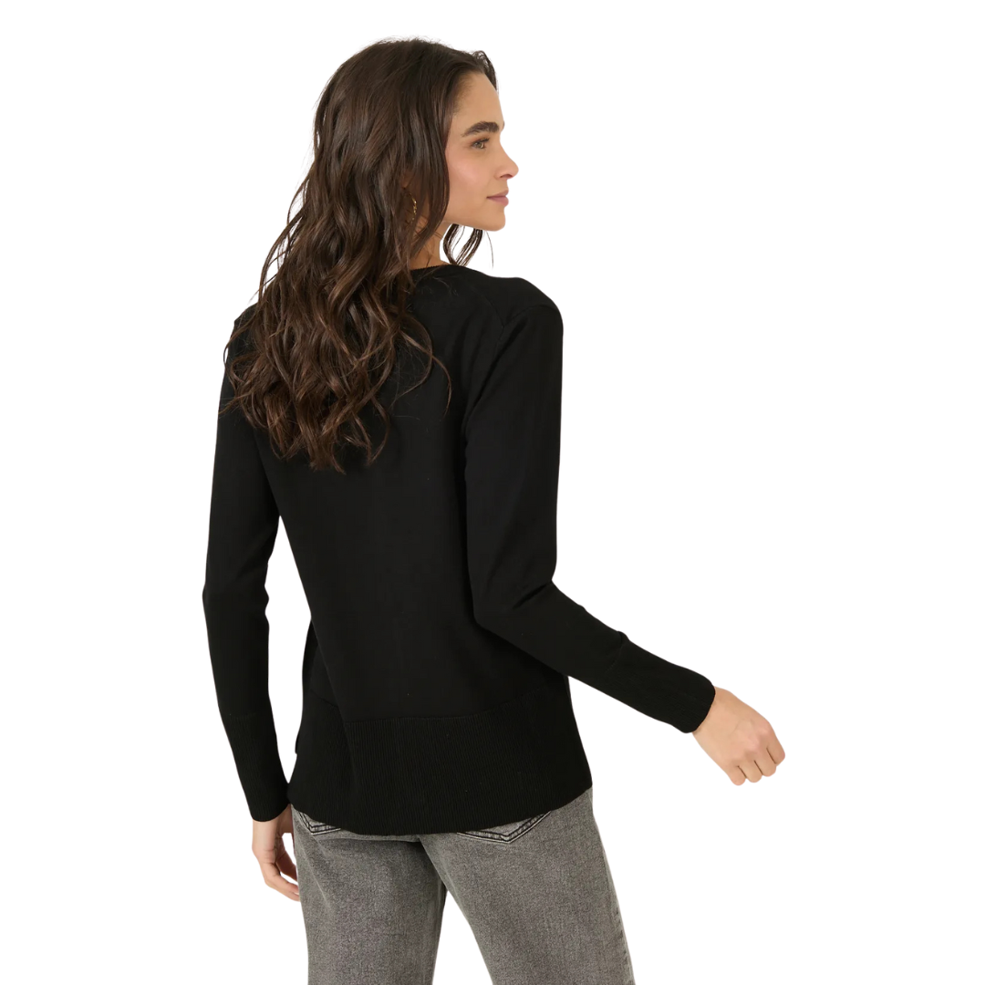 cardigan-mujer-cuello-v-negro