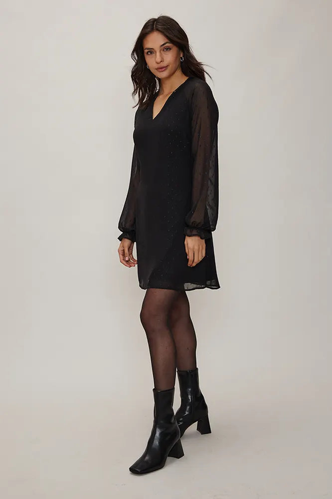 Vestido Mujer Manga Larga con Ojetillos