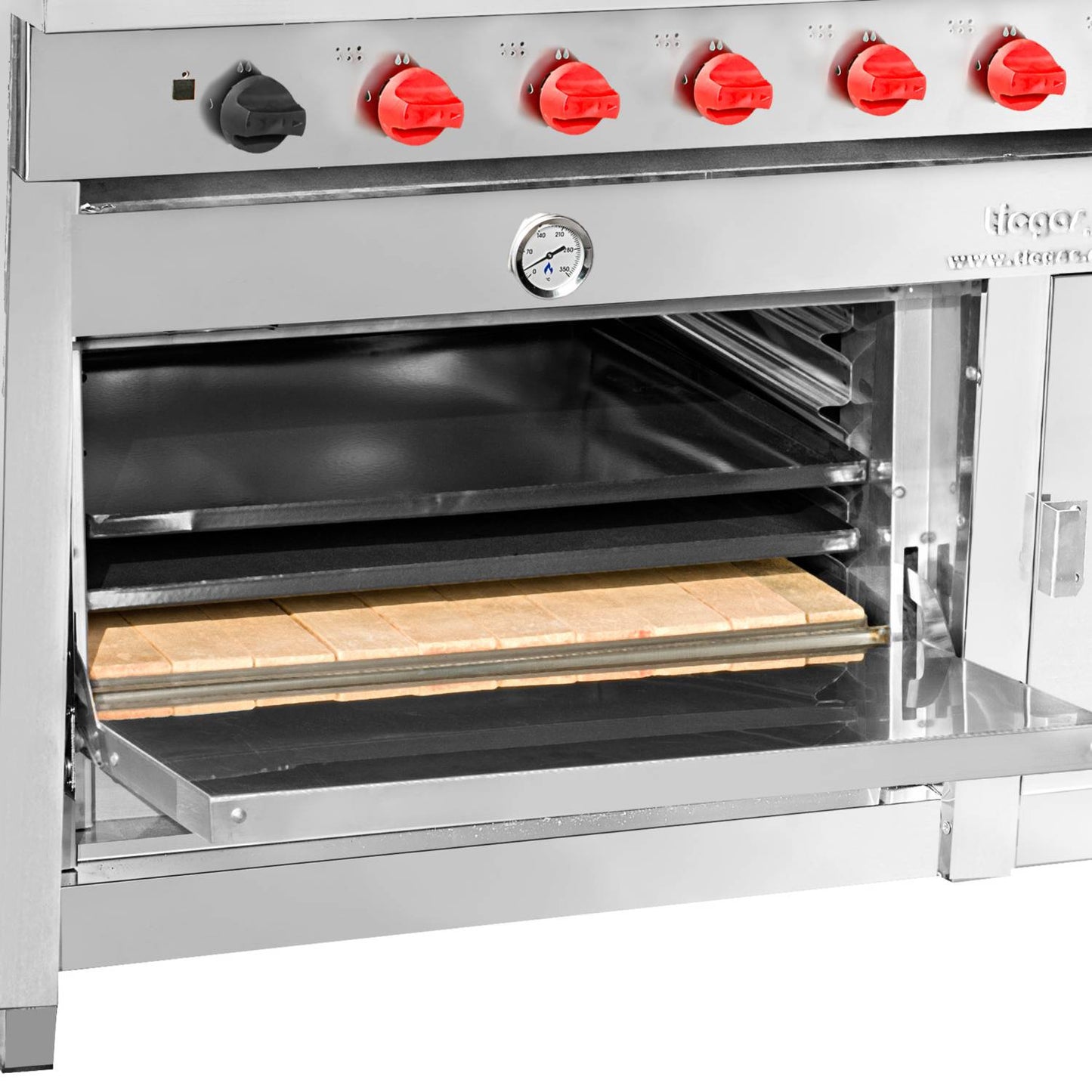 Cocina 6 Platos Acero Inoxidable + Calienta Platos Gas Natural