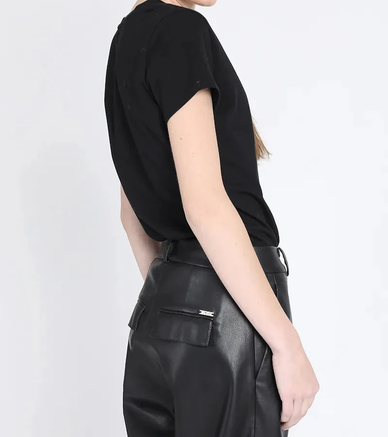 Polera Mujer Algodón Spandex Con Texto Negro