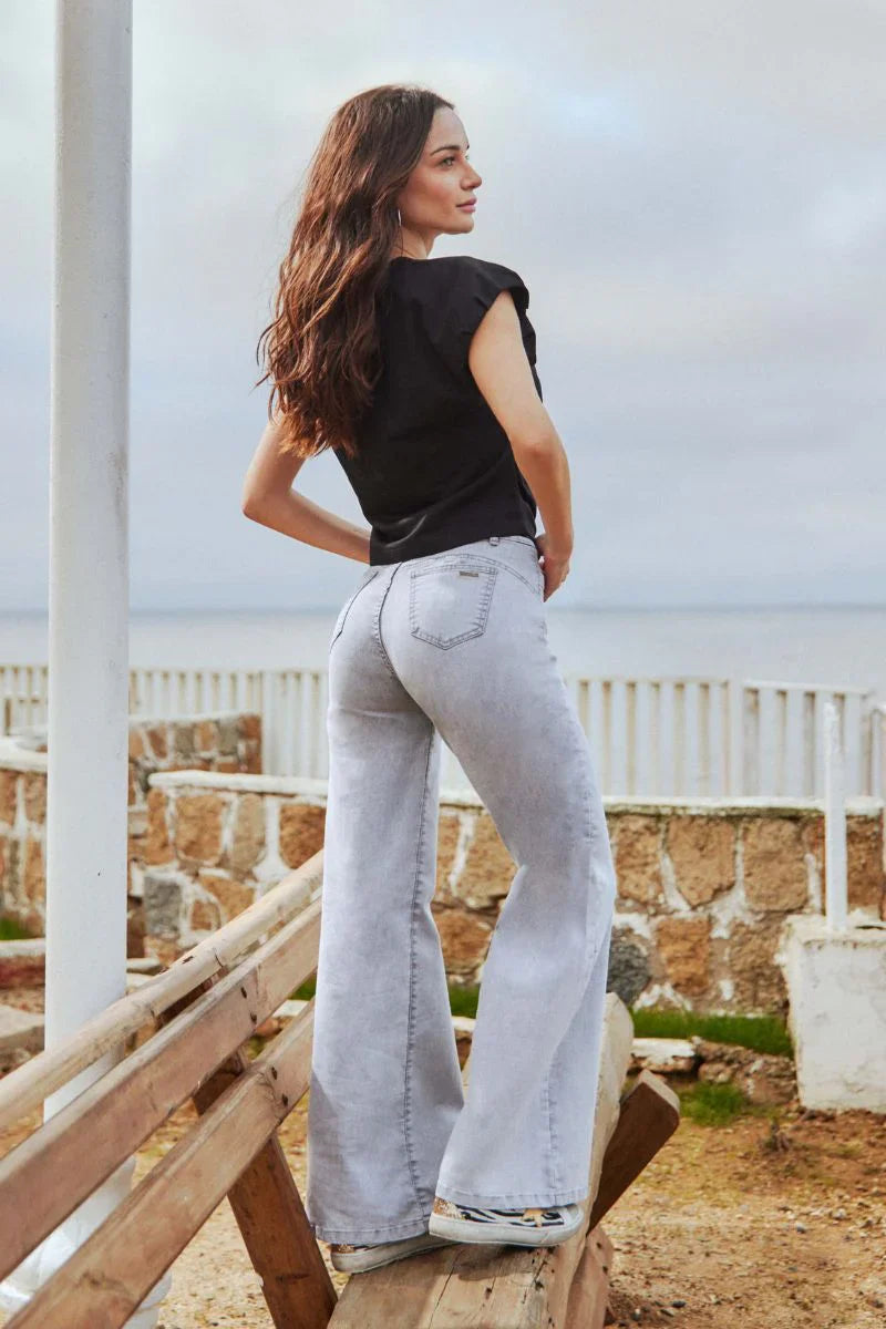 Jeans Mujer Wide Leg 5237 Gris