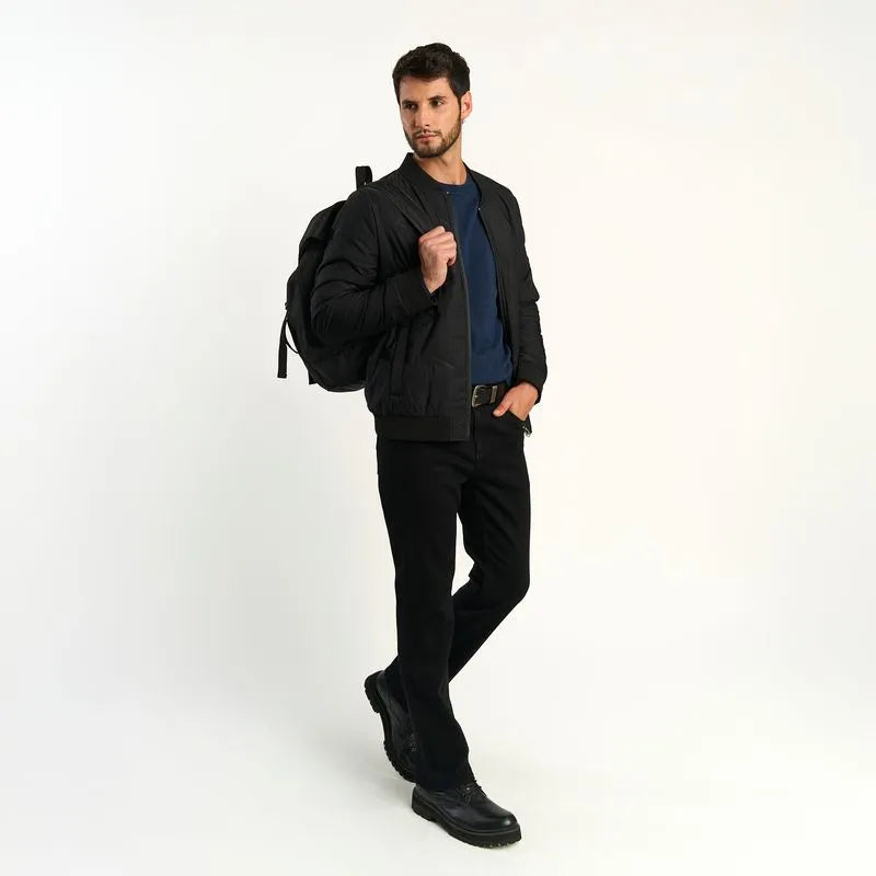 Pantalon Hombre Straight Tiro Alto Negro